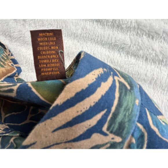 Tori Richard Honolulu Men Button-Up Hawaiian Shirt 2XL Blue Tropical Cotton Lawn - Picture 4 of 7
